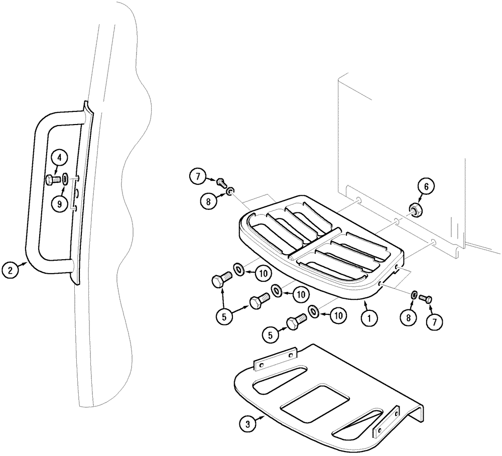 Схема запчастей Case IH MX170 - (09-40) - STEPS (90) - PLATFORM, CAB, BODYWORK AND DECALS