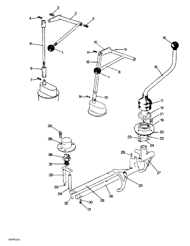 Схема запчастей Case IH 1212 - (6-44) - GEAR SHIFT LEVERS, 1212 AND 1212G TRACTORS (06) - POWER TRAIN