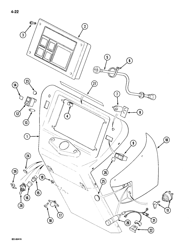 Схема запчастей Case IH 895 - (4-22) - INSTRUMENTS AND SWITCHES, TRACTOR WITHOUT CAB (04) - ELECTRICAL SYSTEMS