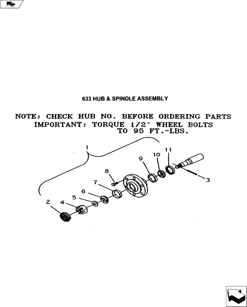 Схема запчастей Case IH 1000 - (44.100.01) - 633 HUB & SPINDLE ASSEMBLY (44) - WHEELS