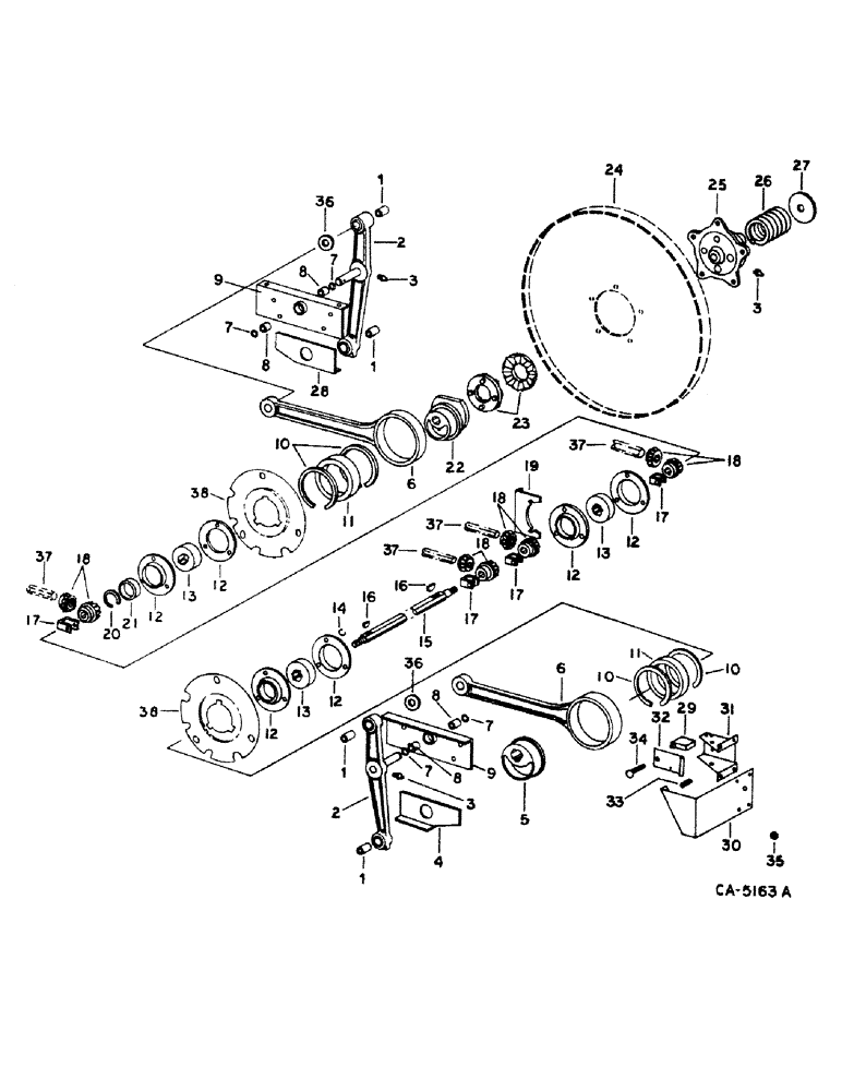 Схема запчастей Case IH 1440 - (23-03) - AUGER BED, SHOE AND SHOE SIEVE, SHAKER SHAFT AND AUGER DRIVE, S/N 1500 & BELOW Grain Pan, Shoe & Shoe Sieve