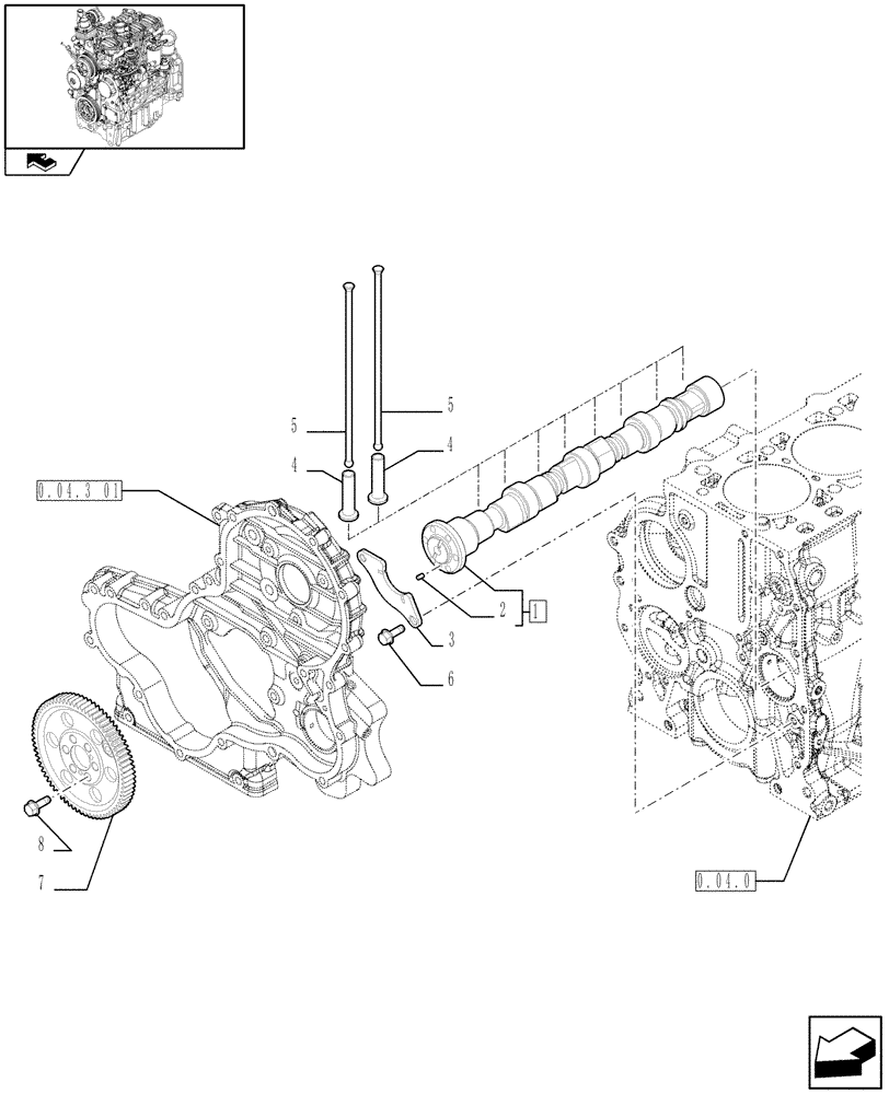 Схема запчастей Case IH FARMALL 70 - (0.12.0) - CAMSHAFT - TIMING CONTROL (01) - ENGINE