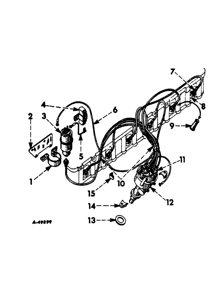 Схема запчастей Case IH 660 - (089) - ELECTRICAL SYSTEM, SPARK PLUGS, COIL, CABLES AND DISTRIBUTOR, CARBURETED ENGINE TRACTORS (06) - ELECTRICAL SYSTEMS