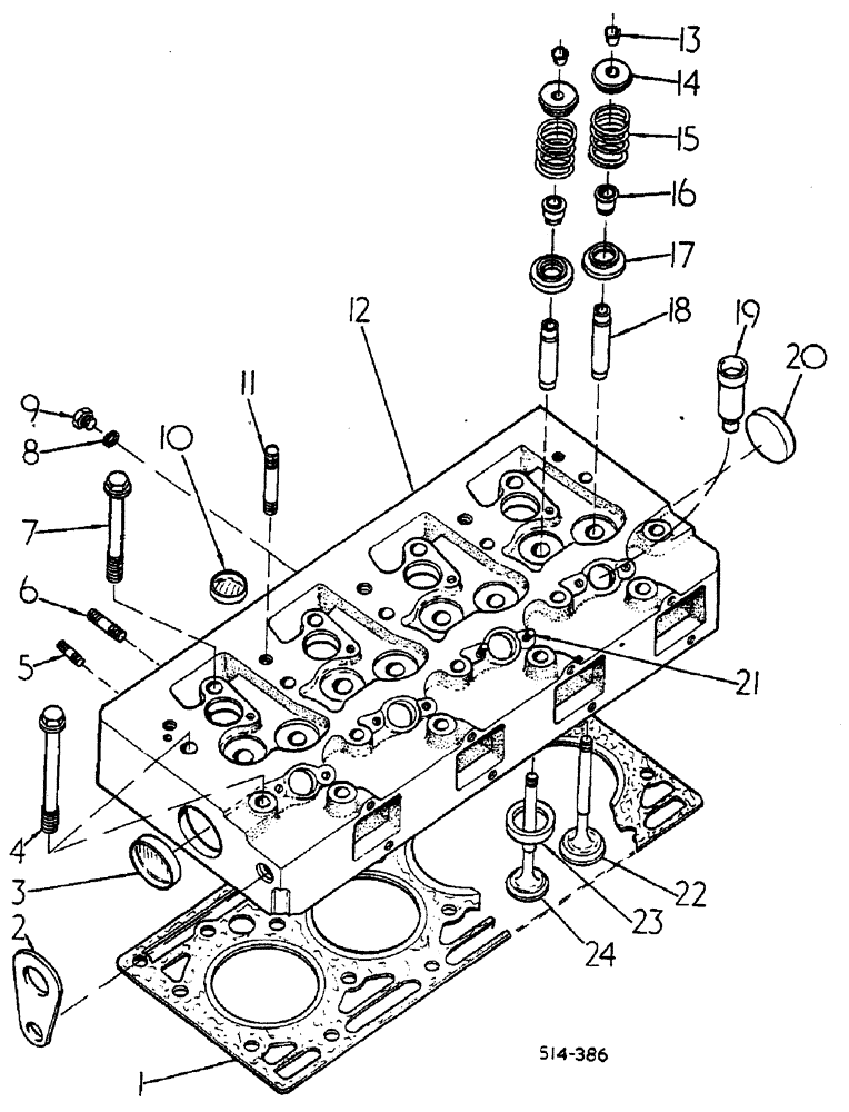 Схема запчастей Case IH 885 - (12-066) - CYLINDER HEAD, VALVES AND STUDS Power