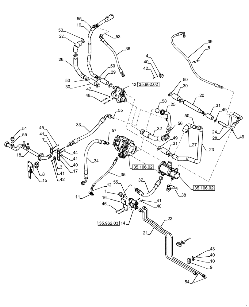 Схема запчастей Case IH STEIGER 550 - (35.300.09) - STANDARD HYDRAULICS - PUMP LUBRICATION CIRCUIT (35) - HYDRAULIC SYSTEMS