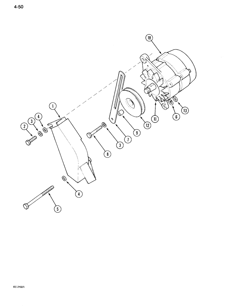 Схема запчастей Case IH 995 - (4-50) - ALTERNATOR MOUNTING AND SHIELD (04) - ELECTRICAL SYSTEMS