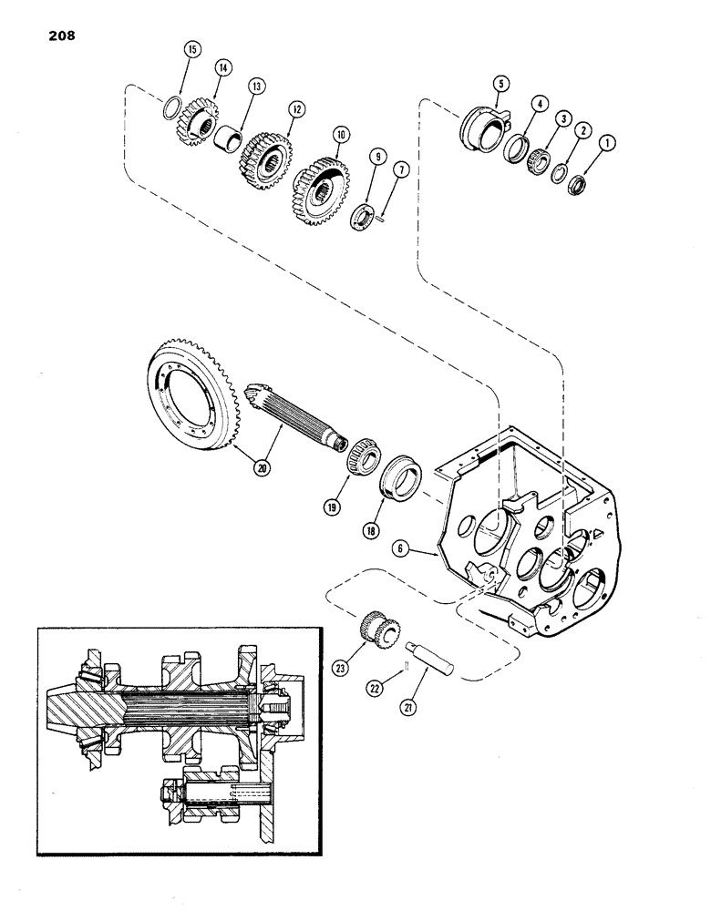 Схема запчастей Case IH 770 - (208) - COUNTER AND REVERSE IDLER SHAFTS, MECHANICAL SHIFT (06) - POWER TRAIN