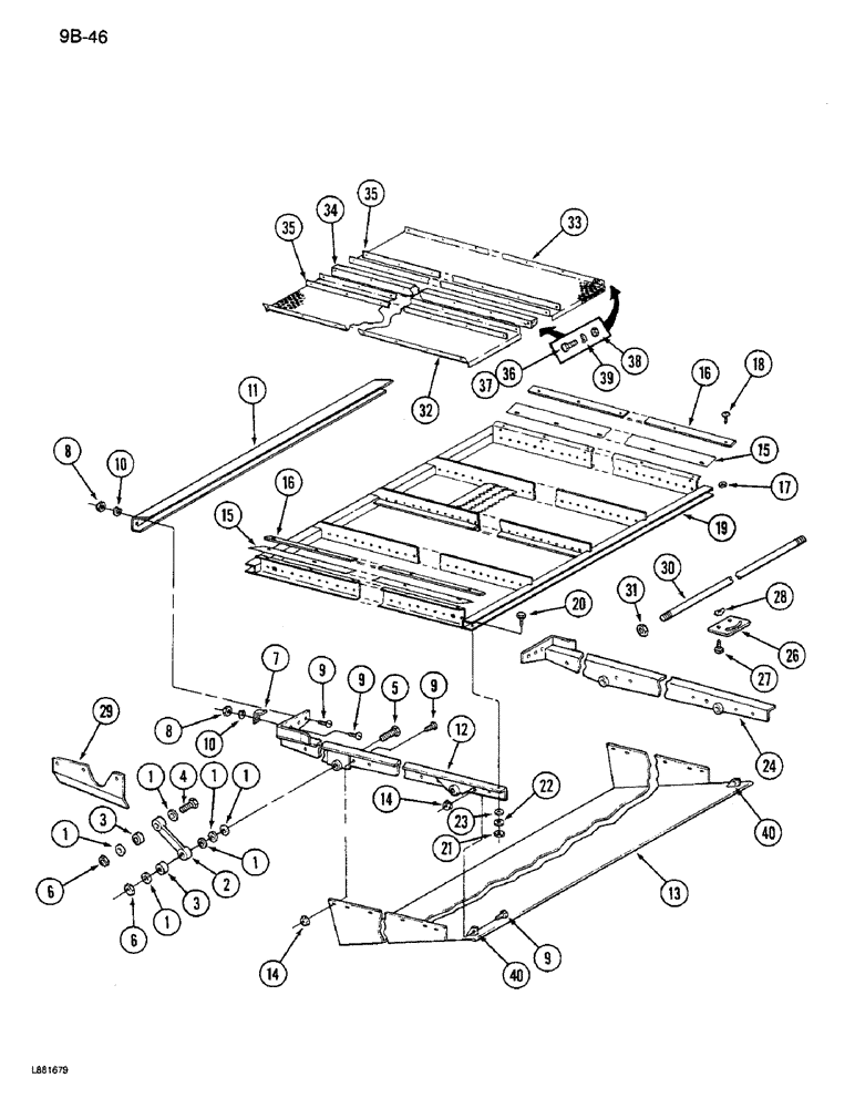 Схема запчастей Case IH 1640 - (9B-46) - SHOE SIEVE (14) - ROTOR, CONCANVES & SIEVE