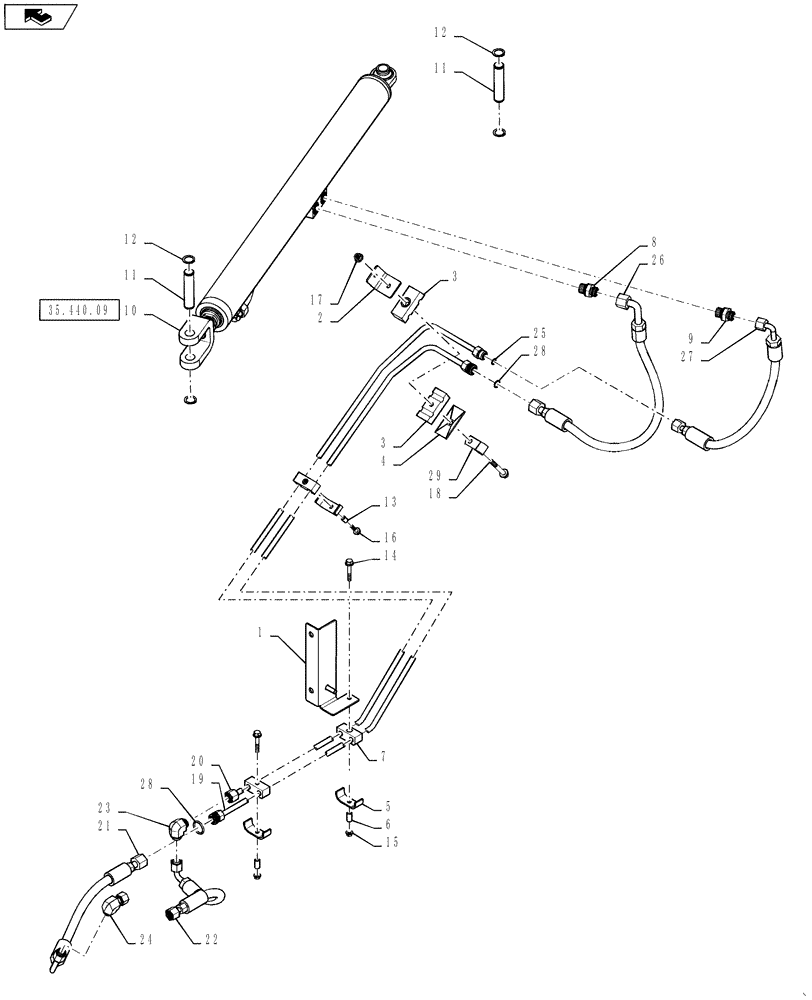 Схема запчастей Case IH 6130 - (35.440.08) - HYDRAULICS, UNLOADER SWING CIRCUIT (35) - HYDRAULIC SYSTEMS