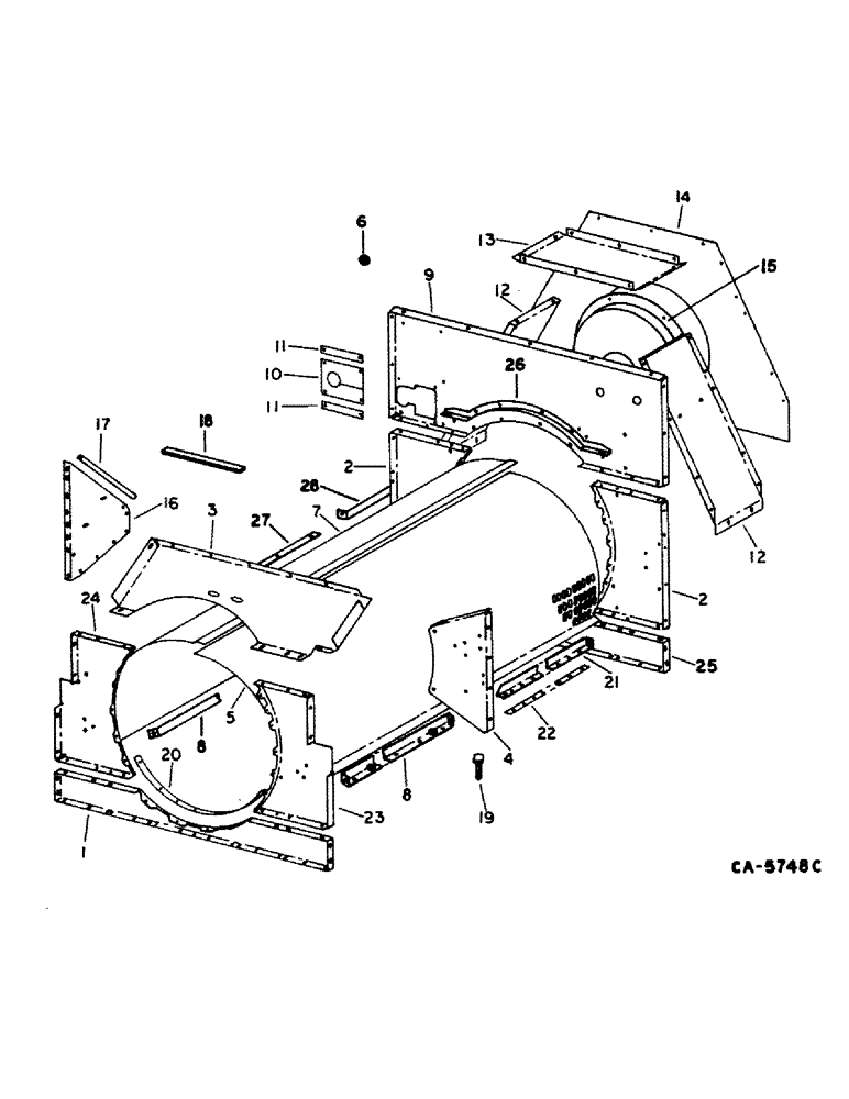 Схема запчастей Case IH 1480 - (21-17) - THRESHING ROTOR AND CONCAVES, CAGE (14) - THRESHING