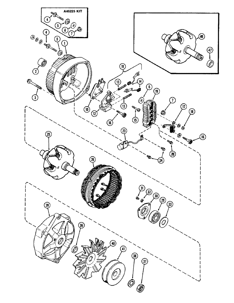 Схема запчастей Case IH 1370 - (116) - A135715 ALTERNATOR ASSEMBLY, 55 AMPERE DELCO-REMY (04) - ELECTRICAL SYSTEMS