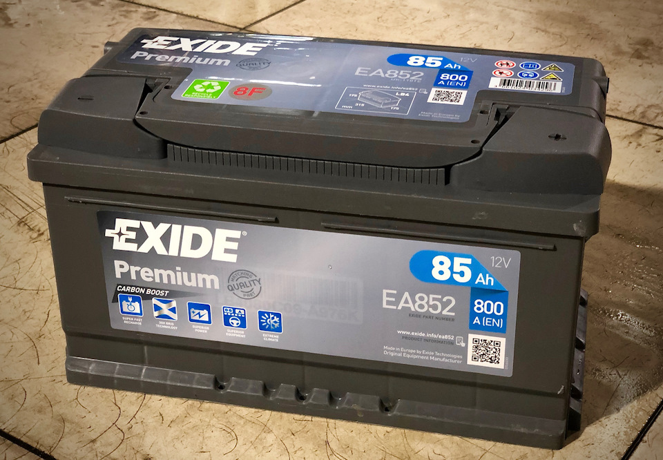 Новый аккумулятор EXIDE EA852 + трос замка капота - Ford Mon