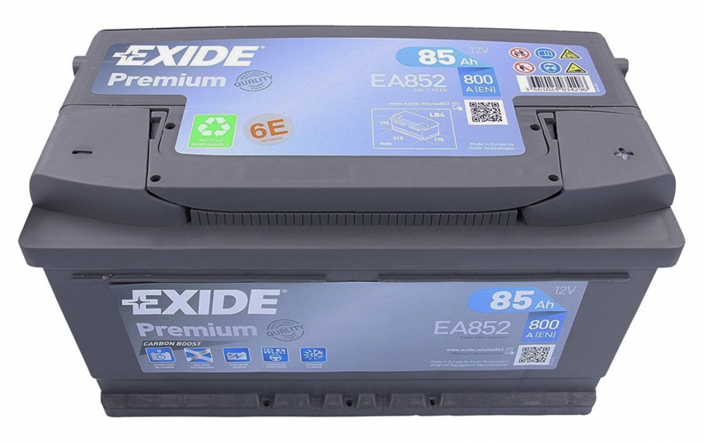 Аккумулятор Exide Premium с мкостью 85 Ач и пусковым током 