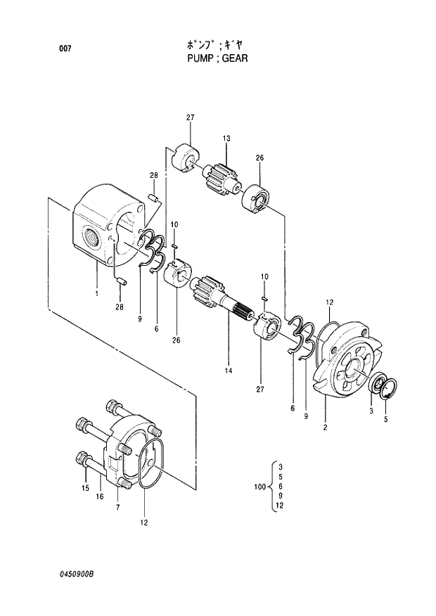 Схема запчастей Hitachi EX220-3 - 007 GEAR PUMP. 01PUMP