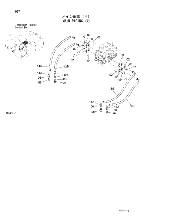 Схема запчастей Hitachi ZX240-3 - 057 MAIN PIPING 4. 01 UPPERSTRUCTURE