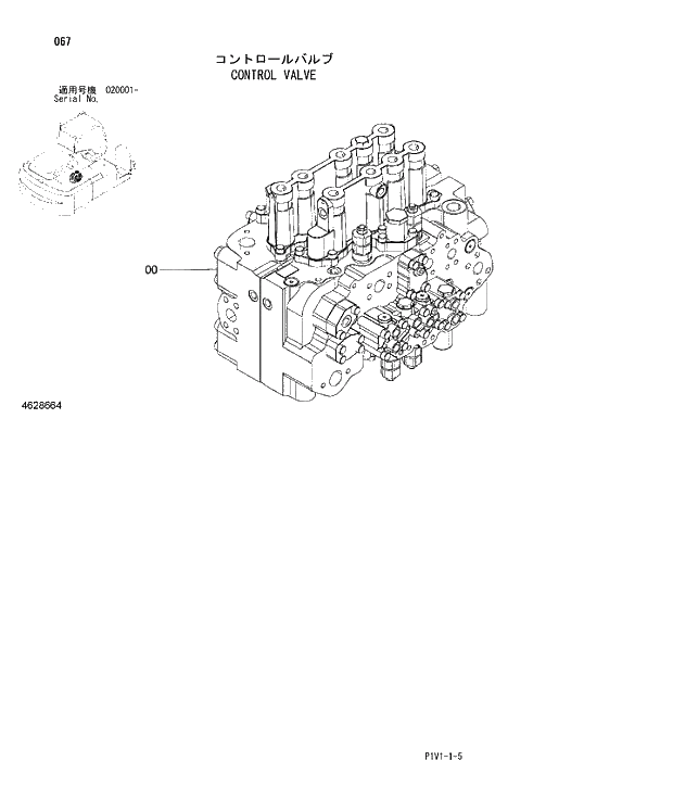 Схема запчастей Hitachi ZX250K-3 - 067 CONTROL VALVE. 01 UPPERSTRUCTURE