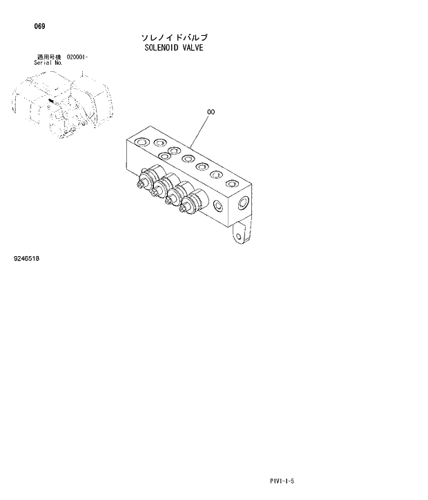 Схема запчастей Hitachi ZX240-3 - 069 SOLENOID VALVE. 01 UPPERSTRUCTURE