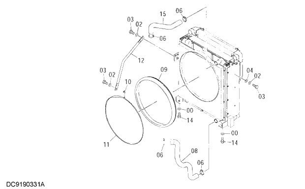 Схема запчастей Hitachi ZX250K-3G - 012 RADIATOR SUPPORT 01 UPPERSTRUCTURE