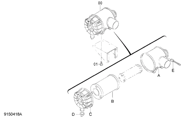 Схема запчастей Hitachi ZX240-3G - 015 AIR CLEANER 01 UPPERSTRUCTURE