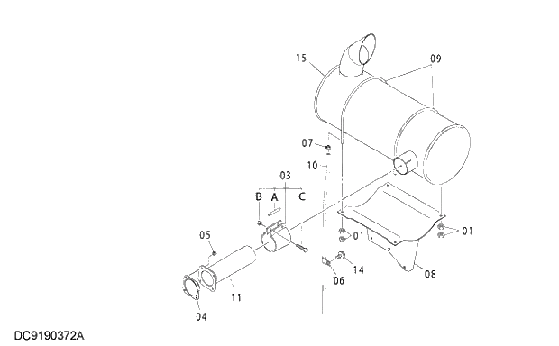 Схема запчастей Hitachi ZX240-3G - 021 MUFFLER 01 UPPERSTRUCTURE