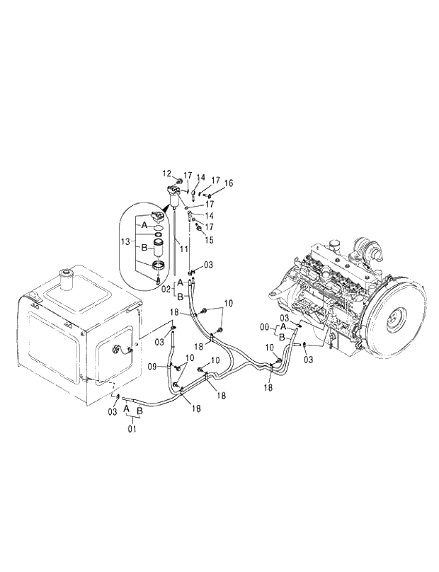 Схема запчастей Hitachi ZX240LC-3G - 024 FUEL PIPING 01 UPPERSTRUCTURE