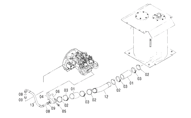 Схема запчастей Hitachi ZX240LC-3G - 033 SUCTION PIPING 01 UPPERSTRUCTURE