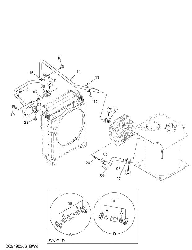 Схема запчастей Hitachi ZX260LCH-3G - 035 RETURN PIPING (1) 01 UPPERSTRUCTURE