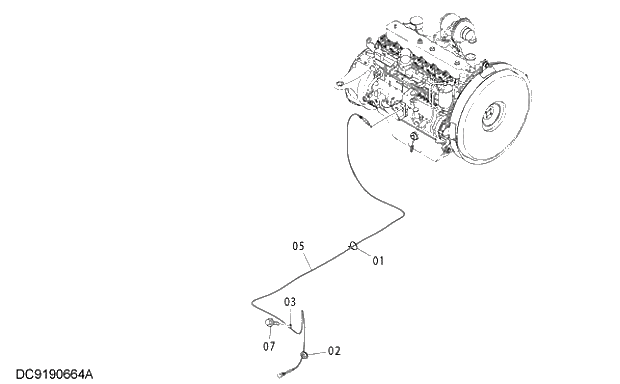 Схема запчастей Hitachi ZX250H-3G - 046 ENGINE STOP CABLE 01 UPPERSTRUCTURE