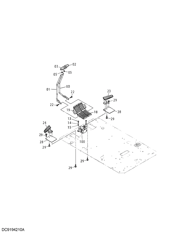 Схема запчастей Hitachi ZX250LCH-3G - 048 CONTROL LEVER (TRAVEL) 01 UPPERSTRUCTURE