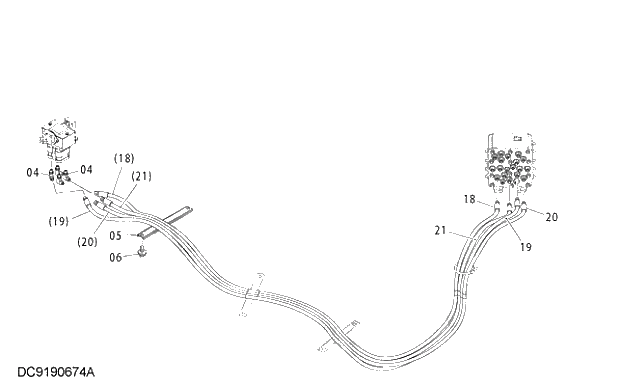 Схема запчастей Hitachi ZX250LCH-3G - 059 PILOT PIPING (E) 01 UPPERSTRUCTURE