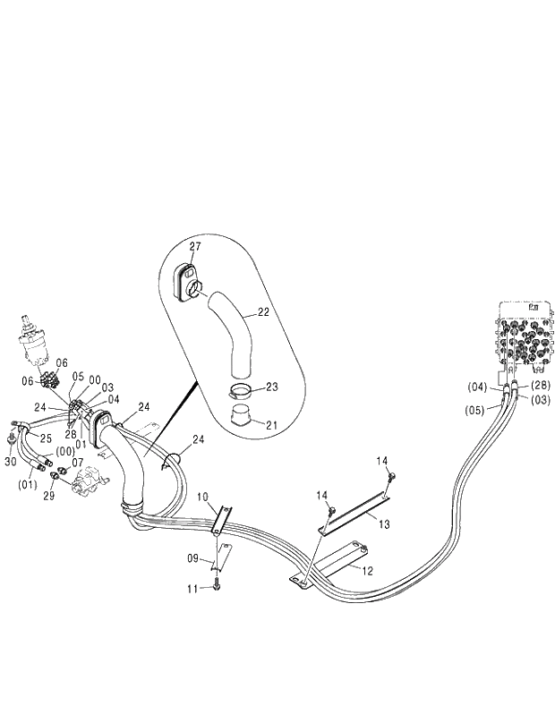 Схема запчастей Hitachi ZX250H-3G - 061 PILOT PIPING (G) 01 UPPERSTRUCTURE