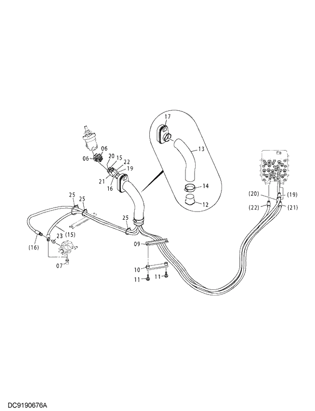 Схема запчастей Hitachi ZX250K-3G - 062 PILOT PIPING (H) 01 UPPERSTRUCTURE