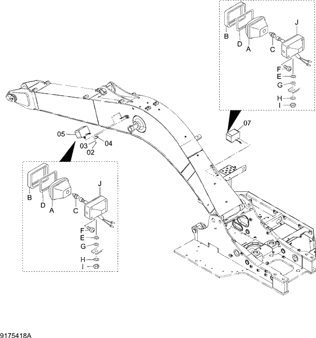 Схема запчастей Hitachi ZX240LC-3G - 073 ELECTRIC PARTS (B) 01 UPPERSTRUCTURE