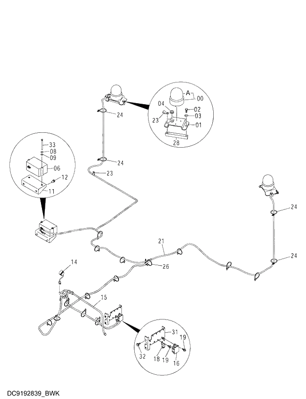 Схема запчастей Hitachi ZX240-3G - 086 SWING MOTION ALARM DEVICE 01 UPPERSTRUCTURE