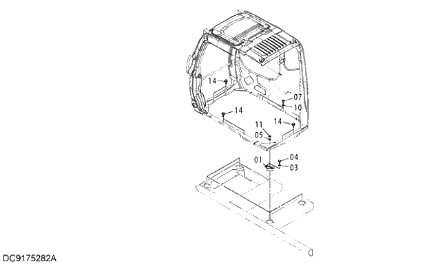 Схема запчастей Hitachi ZX250H-3G - 100 CAB GROUP 01 UPPERSTRUCTURE