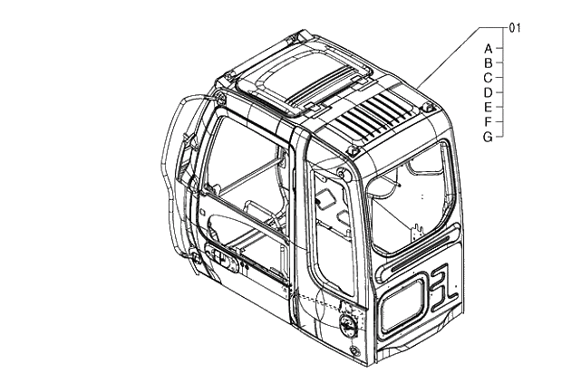 Схема запчастей Hitachi ZX260LCH-3G - 101 CAB 01 UPPERSTRUCTURE