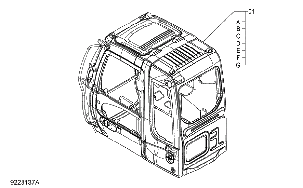 Схема запчастей Hitachi ZX240-3G - 102 CAB (WITH GUARD SEAT) 01 UPPERSTRUCTURE