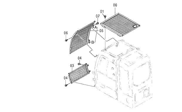 Схема запчастей Hitachi ZX250H-3G - 111 CAB GUARD 01 UPPERSTRUCTURE