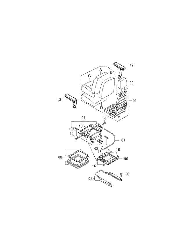 Схема запчастей Hitachi ZX250K-3G - 117 SEAT (CLOTH) 01 UPPERSTRUCTURE