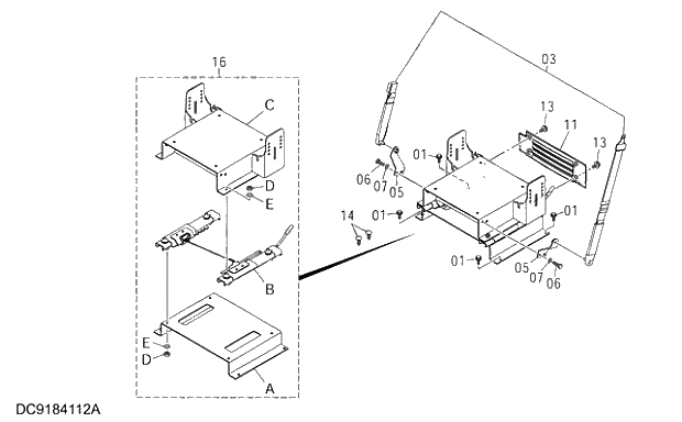 Схема запчастей Hitachi ZX250K-3G - 120 SEAT STAND 01 UPPERSTRUCTURE