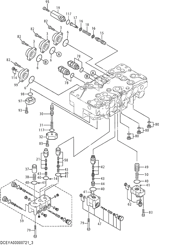 Схема запчастей Hitachi ZX280-5G - 003 VALVE;CONTROL (3-5) 03 VALVE