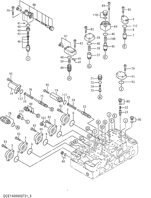 Схема запчастей Hitachi ZX280LC-5G - 005 VALVE;CONTROL (5-5) 03 VALVE