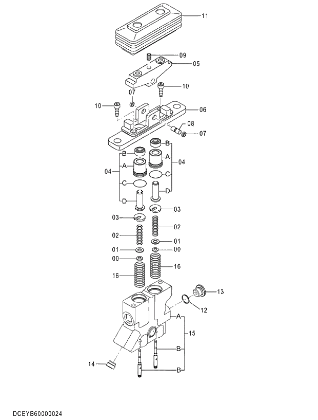 Схема запчастей Hitachi ZX280LC-5G - 008 VALVE;PILOT 03 VALVE