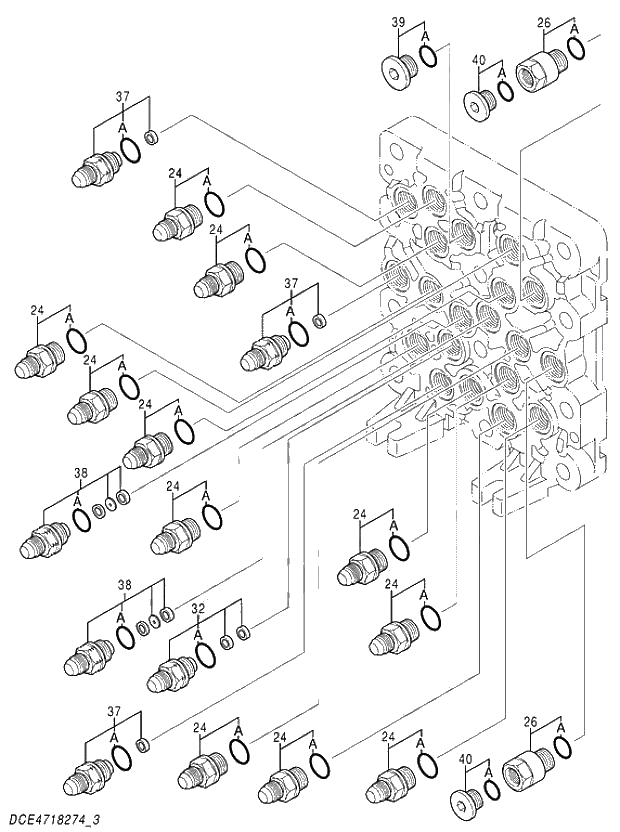 Схема запчастей Hitachi ZX280LC-5G - 013 VALVE;SHUTTLE (3-5) 03 VALVE