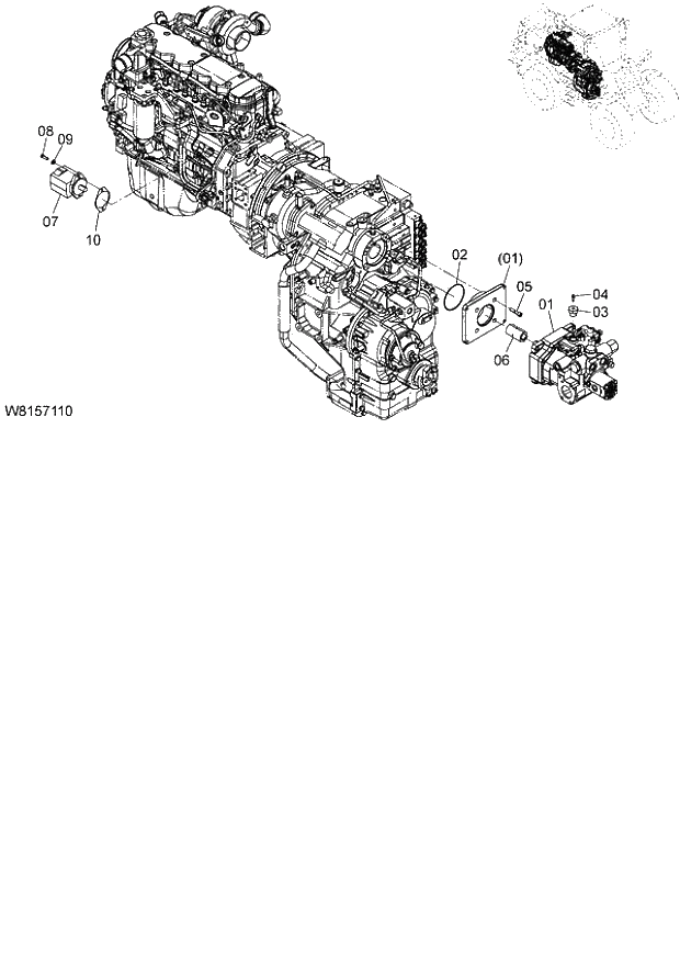 Схема запчастей Hitachi ZW180 - 153 PUMP DEVICE (000101-004999, 005101-). 06 HYDRAULIC SYSTEM