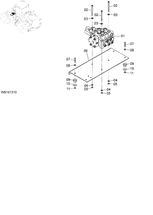 Схема запчастей Hitachi ZW180 - 154 MAIN CONTROL VALVE (2-SPOOL) (6CF,H3F,HCF,HEF) (2SP) (000101-004999, 005101-). 06 HYDRAULIC SYSTEM