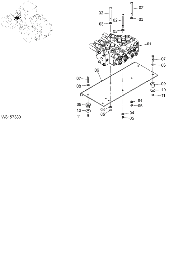 Схема запчастей Hitachi ZW180 - 156 MAIN CONTROL VALVE (4-SPOOL) (6CF,H3F,HCF,HEF) (4SP) (000101-004999, 005101-). 06 HYDRAULIC SYSTEM