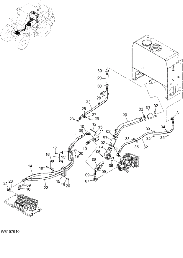 Схема запчастей Hitachi ZW180 - 162 MAIN PIPING (1) (000101-004999, 005101-). 06 HYDRAULIC SYSTEM