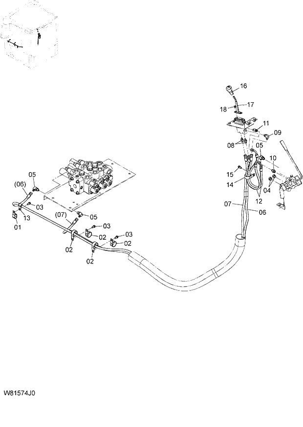 Схема запчастей Hitachi ZW180 - 174 PILOT PIPING (3-SPOOL) (HLF,HPF) (3PL) (000101-004999, 008101-). 06 HYDRAULIC SYSTEM