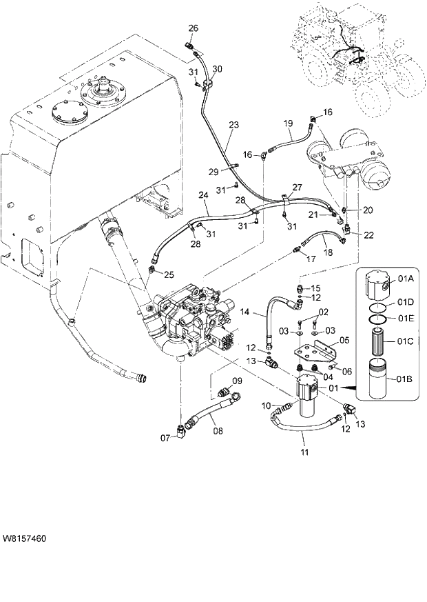 Схема запчастей Hitachi ZW180 - 177 CHARGE PIPING (000101-004999, 005101-). 06 HYDRAULIC SYSTEM